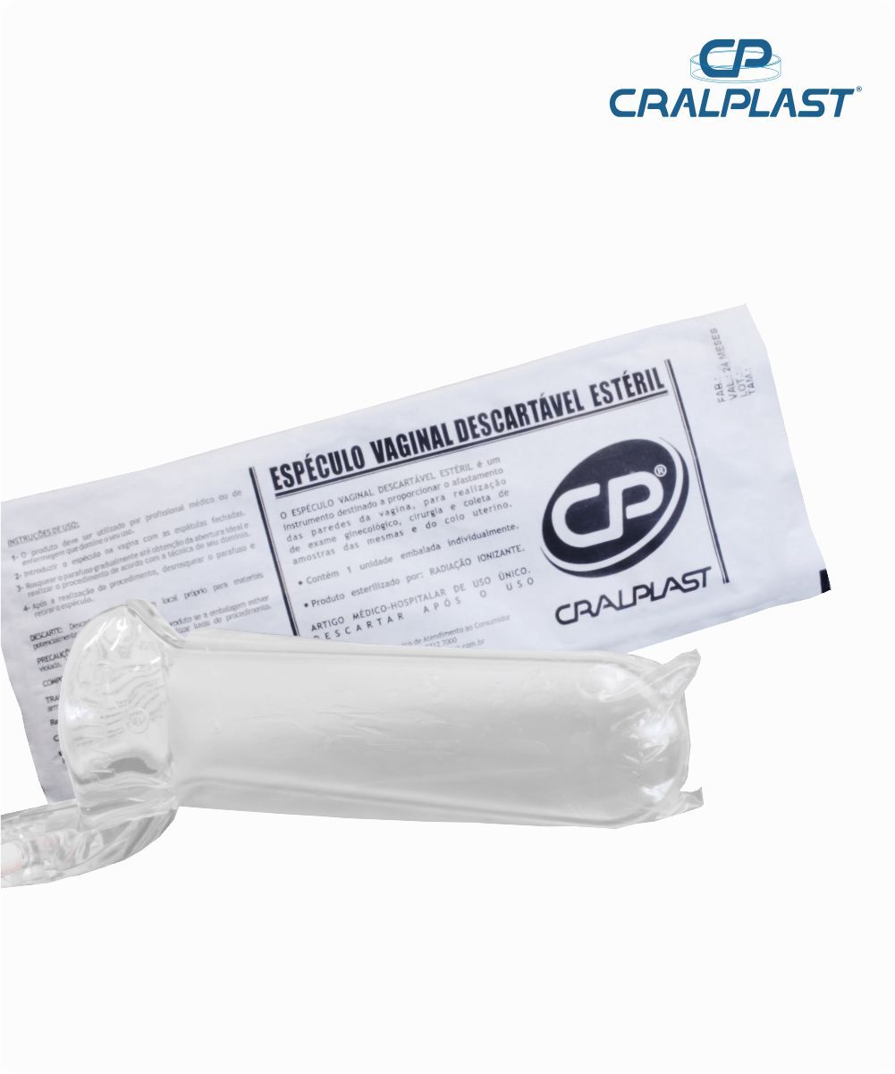 Espéculo vaginal descartável lubrificado estéril  grande